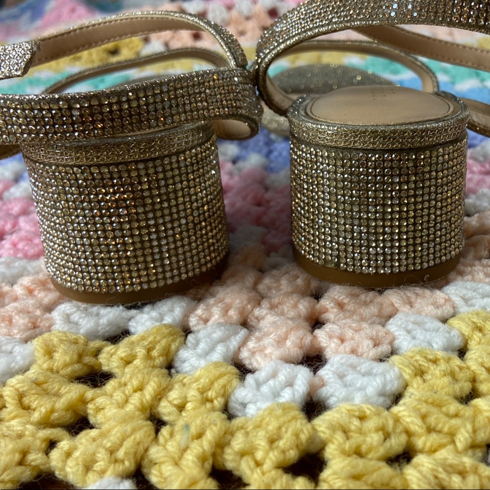 3/$12 Copper Key Waltz Gold Silver Glitter Metallic Shimmer Formal Sandals Heels - Picture 5 of 15